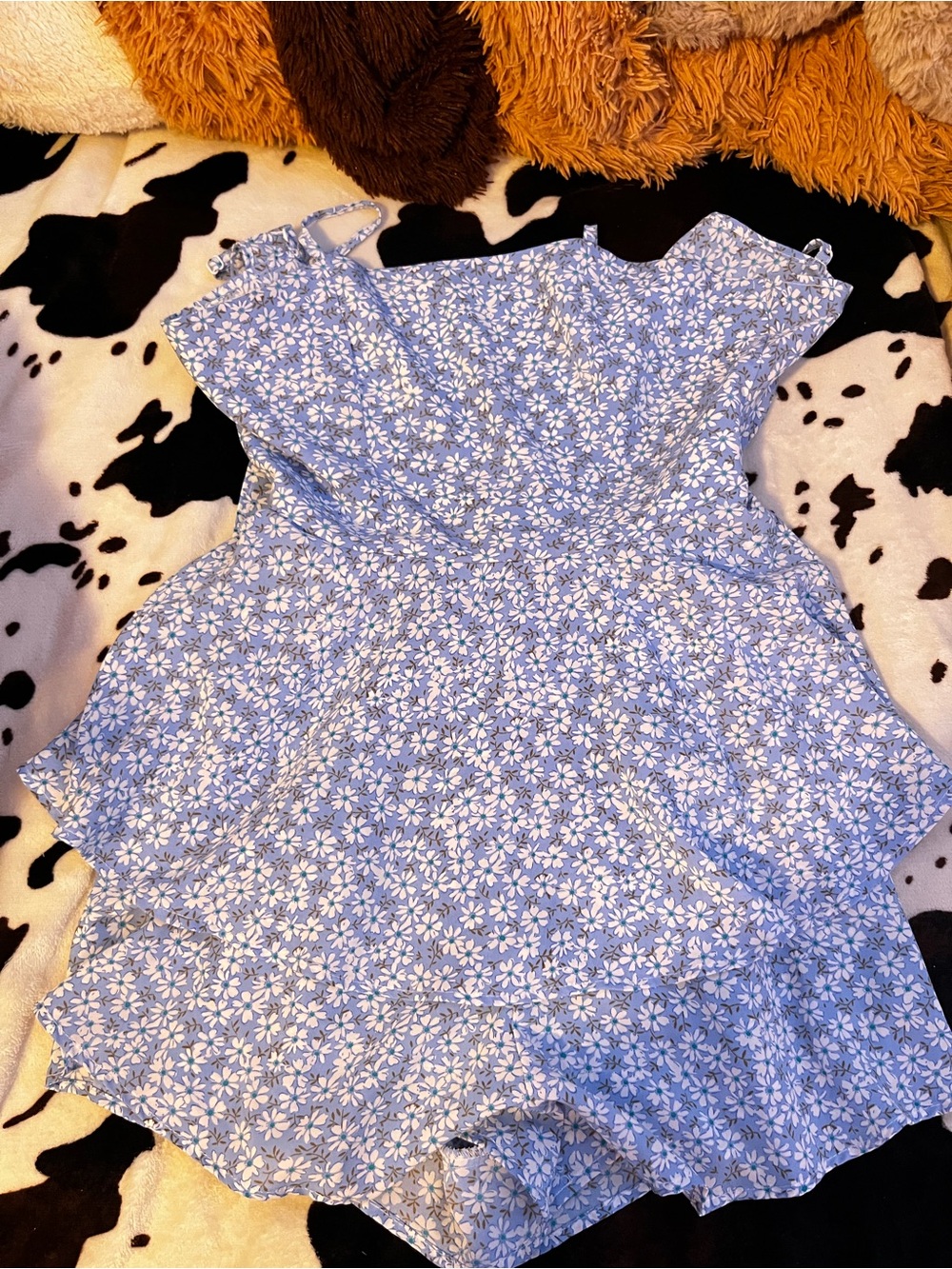 Blue Floral Tiered Womens Romper
